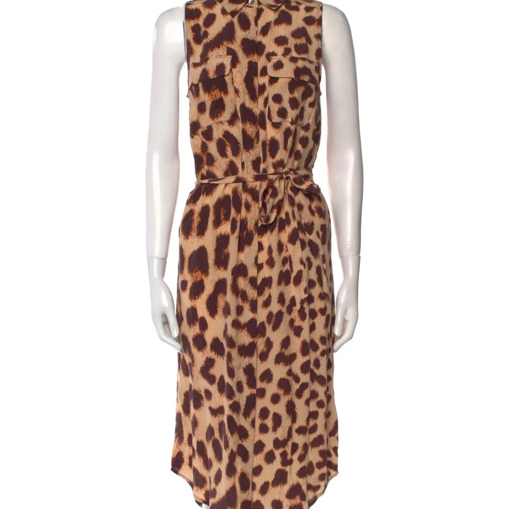 Equipment Silk Midi Length Dress Size: Small Animal Print